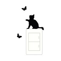 Picture of Cat Butterfly Wall Sticker, Black