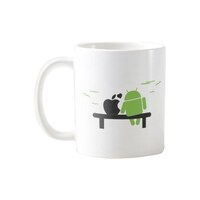 Picture of iOS And Android Friends Printed Mug, White/Black/Green, 11 Ounce