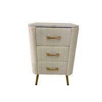 Picture of East Lady Marble 3 Drawer Bedside Table Top, Gold & White, 62x40cm