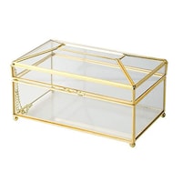 Picture of East Lady Glass Metal Tissue Holder Box - Gold & Clear