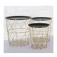 Picture of East Lady Basket Table Storage, Black and Gold, Set of 3pcs