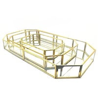 Picture of East Lady Metal Frame Make Up Tray Jewelry Organizer, Gold, Pack of 3pcs