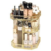 Picture of East Lady 360 Rotating Makeup Cosmetic Organizer Stand Holder, Gold & Clear