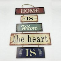 Picture of 5-Panel Home Wooden Sign As The Heart To Hang On The Wall