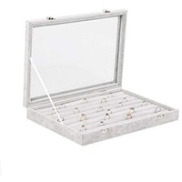 Picture of Flannelette 7 Line Glass Jewellery Display Box For Rings, 0826-E