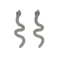 Picture of Al Bait Snake Design Crystal Stud Fashion Party Shinning Earrings, Silver