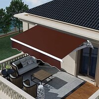 Picture of Yatai Outdoor Sun Shade Cover for Canopy with Manual Crank Handle, Coffee Brown, 240 x 300 x 50cm