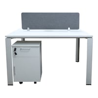 Picture of Huimei 720-P02-1.2 Office Work Station with Movable Drawers For Two (x2) People,  Matt White Color