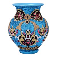 Picture of Handmade Glitter Embossed Decorative Vase, Blue