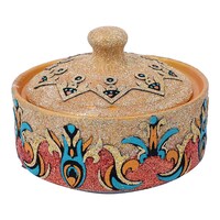 Picture of Handmade Glitter Embossed Decorative Pot with Cover, Red