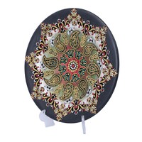Picture of Handmade Arabic Floral Design Decor Plate with Stand, Black