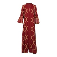 Picture of LovePal  Embroidered Button Design Dress, Maroon