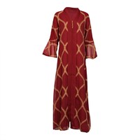 Picture of LovePal  Embroidered Button Design Dress, L-56, Maroon