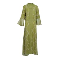 Picture of LovePal  Embroidered Button Design Dress with Belt, Green
