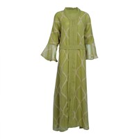 Picture of LovePal  Embroidered Button Design Dress with Belt, S-52, Green