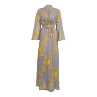 Picture of LovePal Embroidered Design Dress with Belt, L-56, Light Grey