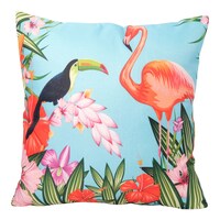 Picture of SIT Leaves,Toucans and Flamingo Design Square Pillow Cover With Filler