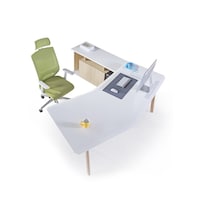 Picture of Neo Front  Manager Desk Powder Coated Executive Desk L Shape Office Table, White 2m