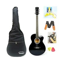 Picture of Mike Music Acoustic Guitar with Bag and Strap, Black Glossy, 40 inch