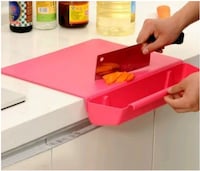 Picture of Kitchen Chopping Board Plastic Tray Storage Container Pink Color
