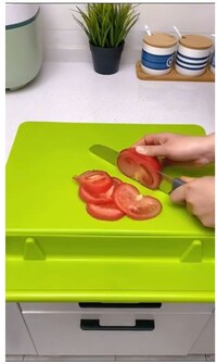Picture of Kitchen Chopping Board Plastic Tray Storage Container Green Color