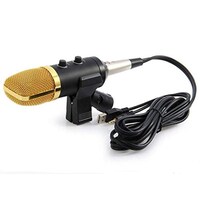 Picture of USB Condenser Microphone with Stand, Black and Gold