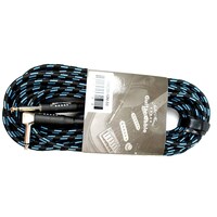 Picture of Mike Music 1/4" Tweed Cloth Jacket Right-Angle Guitar Cable, 10 m, Blue
