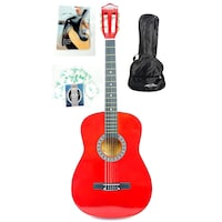Picture of Mike Music Classical Guitar, 38C with Bag, Strings, Capo, 38", Red