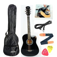 Picture of Mike Music Right Hand 38" Acoustic Electric Guitar with 2 Band Equalizer, Adjustable Truss Rod, Bag, Picks, Strap, Cable, Capo, Black