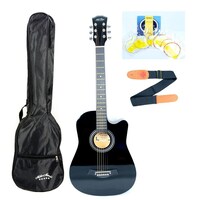 Picture of Mike Music 38" Acoustic Guitar with Bag and Strap and Extra String, 38, Black Glossy