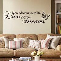 Picture of Organized Home Inspirational Dream Quote Printed Wall Sticker Decals, Black