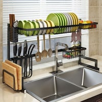 Picture of Organized Home 2 Tier Stainless Steel Dish Drying Rack Over Sink