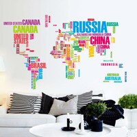 Picture of Removable Wall Sticker, Colourful World Map