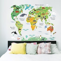 Picture of World Map Animals Wall Stickers