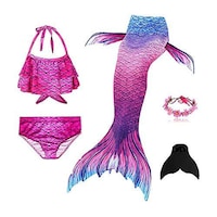 Picture of J&J Cutiecute Mermaid Swimming Suit Plus Fin with Garland, 3 Pcs, Voilet