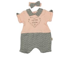 Picture of Safi Modest Printed Baby Romper with Short Sleeves and Bow Applique Headband