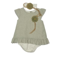 Picture of Safi Modest Baby Romper with Cap Sleeves and Headband