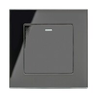 Picture of Crystal Glass Panel 1 Gang 1 Way Push Button Switch, Black, AC 110-250V