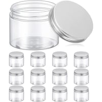Picture of FUFU Plastic Jars with Lids, Silver - Set Of 12 Pcs