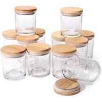Picture of FUFU Glass Candle Jars with Bamboo Lids - Set Of 12 Pcs