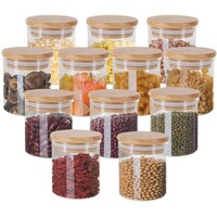 Picture of Kaixin Glass Jars with Bamboo Lids Silicon, 150ml - Set Of 10 Pcs