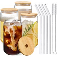 Picture of FUFU Drinking Glasses with Bamboo Kit - Set Of 4 Pcs