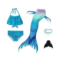 Picture of Cutiecute Mermaid Swimming Suit with Fin, Turquoise, 110 cm, Set of 3