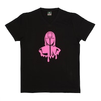Picture of Squid Game Printed Neon Crew Neck T-shirt with Short Sleeves, Pink and Black