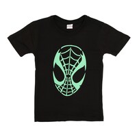 Picture of Spiderman Printed Neon Crew Neck T-shirt with Short Sleeves, Green and Black