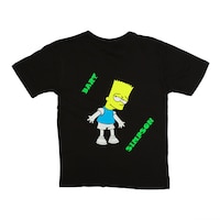 Picture of Bart Simpson Printed Neon Crew Neck T-shirt with Short Sleeves, Multicolor