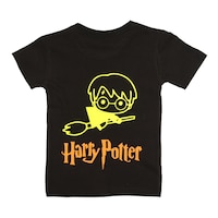 Picture of Harrypotter Printed Neon Crew Neck T-shirt with Short Sleeves, Orange and Yellow
