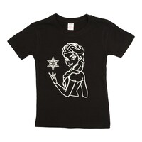 Picture of Frozen Lady Printed Neon Crew Neck T-shirt with Short Sleeves, Silver and Black