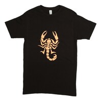Picture of Scorpion Printed Neon Crew Neck T-shirt with Short Sleeves, Orange and Black