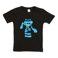 Picture of Huggy Wuggy Printed Neon Crew Neck T-shirt with Short Sleeves, Blue and White